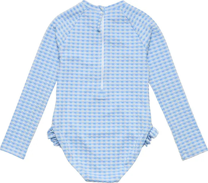 Kids' Seaside Gingham UPF 50+ One-Piece Rashguard Swimsuit | Nordstrom