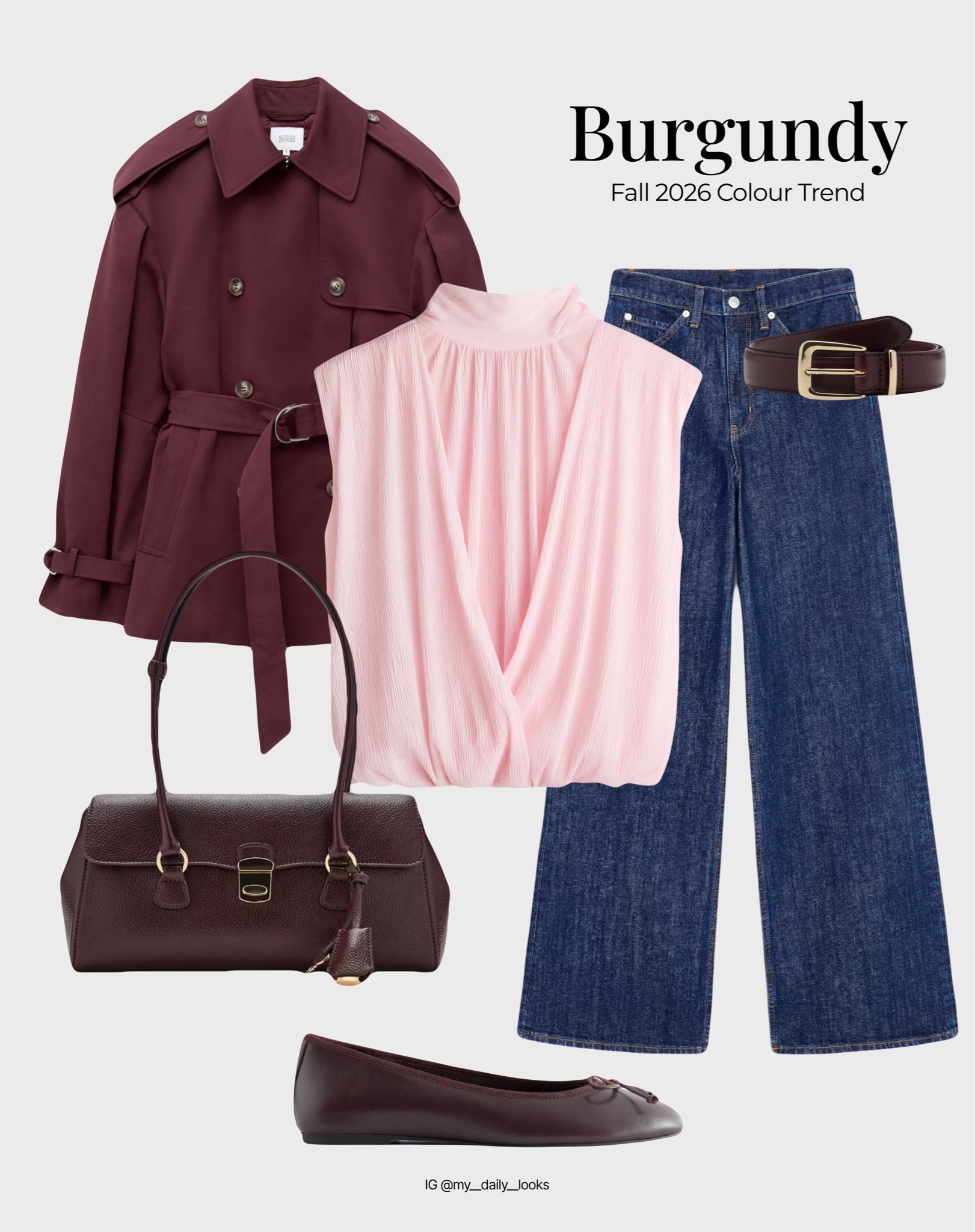 Pre-fall burgundy outfit 🖤

Tags: summer outfits, burgundy, cherry red, pre-fall, casual look, office look, trench coat, capsule wardrobe, high street.

#LTKworkwear #LTKautumn #LTKbag
