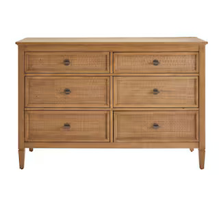 Home Decorators Collection Marsden Patina Wood Finish 6-Drawer Cane Dresser (54 in W. X 36 in H.)... | The Home Depot