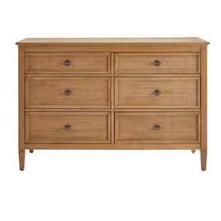 Home Decorators Collection Marsden Patina Wood Finish 6-Drawer Cane Dresser (54 in W. X 36 in H.)... | The Home Depot