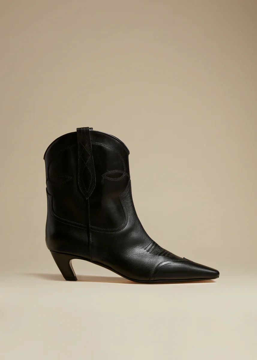The Dallas Ankle Boot in Black Leather | Khaite