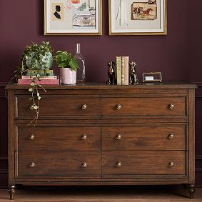 Chris Loves Julia Heritage Walnut Turned Wood 6-Drawer Dresser (56w x 19d") | Pottery Barn Teen