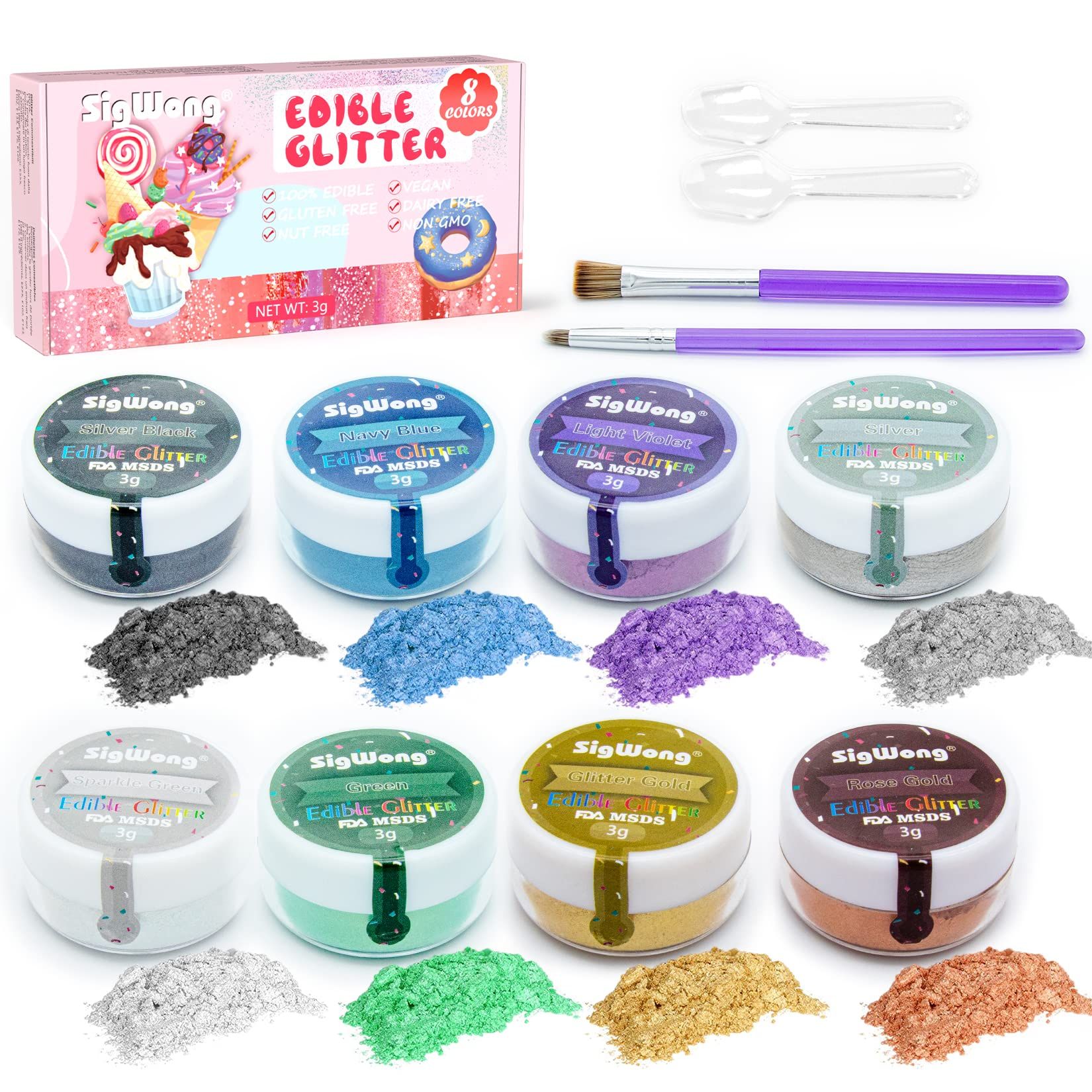 Edible Glitter Set, Sprinkles Edible Glitter for Drinks, 8 Colors Prism Powder Edible Glitter Dust f | Amazon (US)