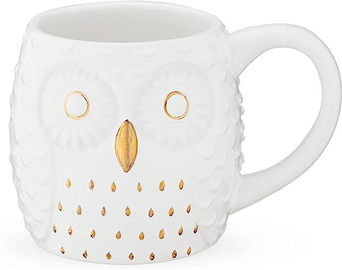 Pinky Up Olivia Owl Mug, 3D White Ceramic with Gold Details, Holds 16 Oz, Coffee & Tea Accessorie... | Amazon (US)
