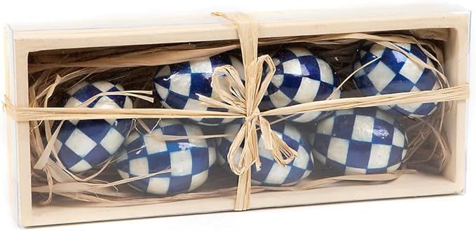 MACKENZIE-CHILDS Royal Check Mini Capiz Eggs, Decorative Egg Decor for the Home, Set of 7 | Amazon (US)