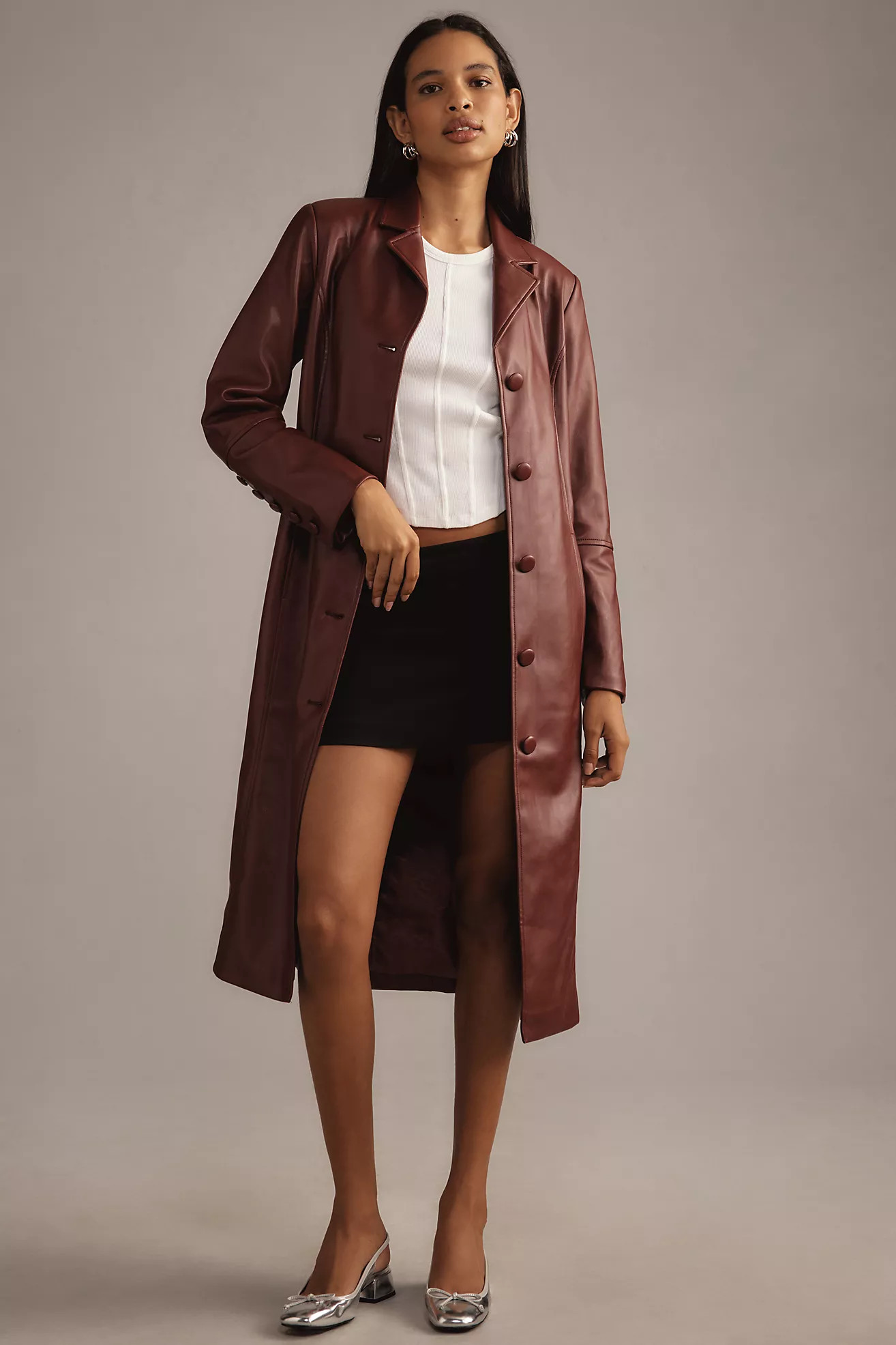 Avec Les Filles Faux Leather Belted Long Coat | Anthropologie (US)