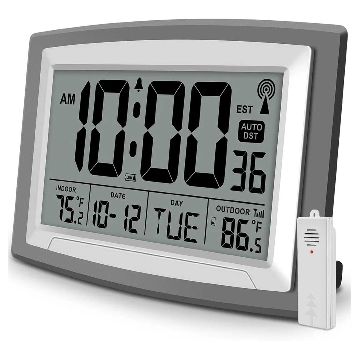 Aoibox Atomic Clock with Outdoor and Indoor Temperature 12.5 Inch Self Setting Digital Wall Clock Large Display for Bedroom Livingroom Office | Lowe's