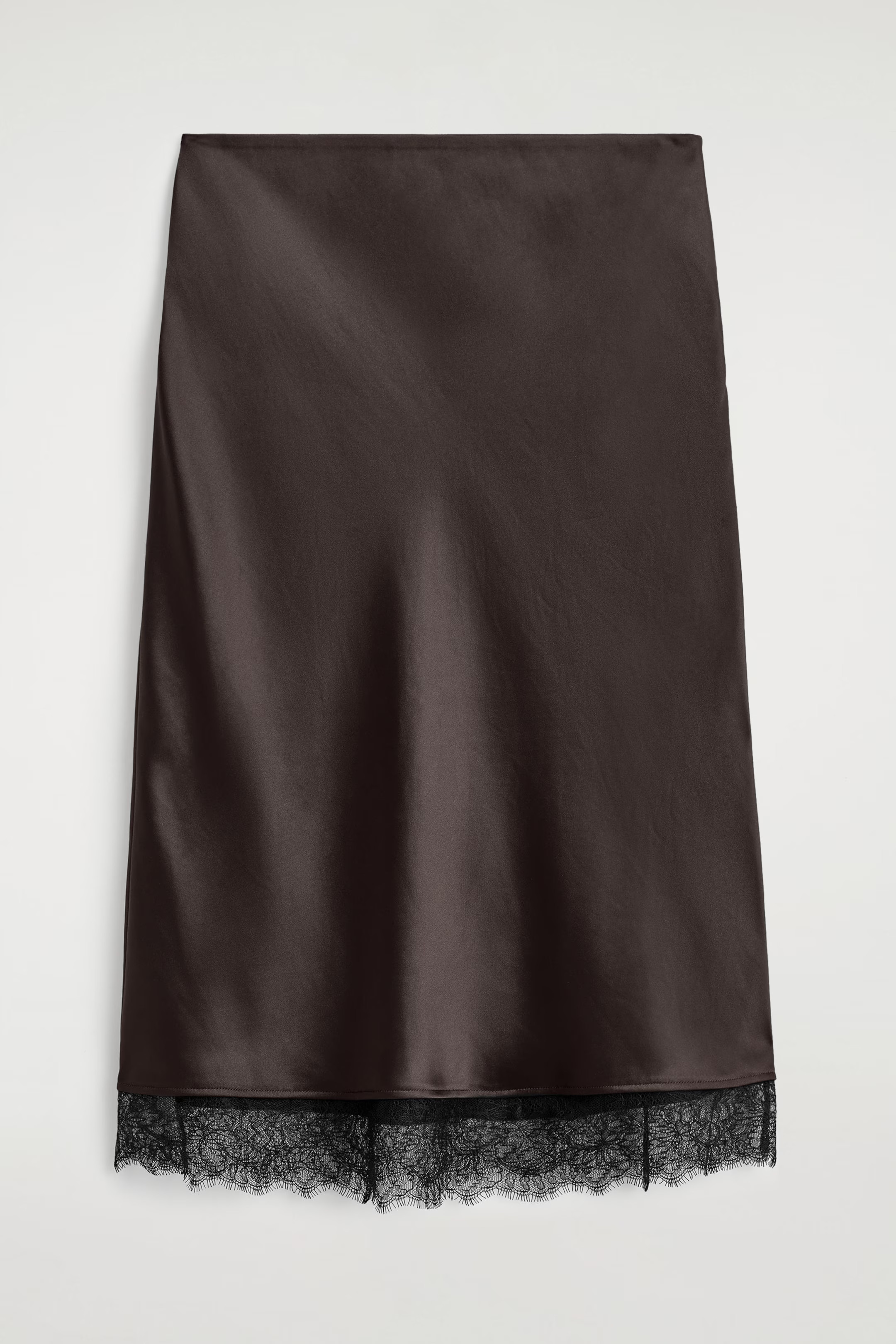 LACE-TRIMMED SATIN MIDI SKIRT - BROWN | COS GB | COS UK