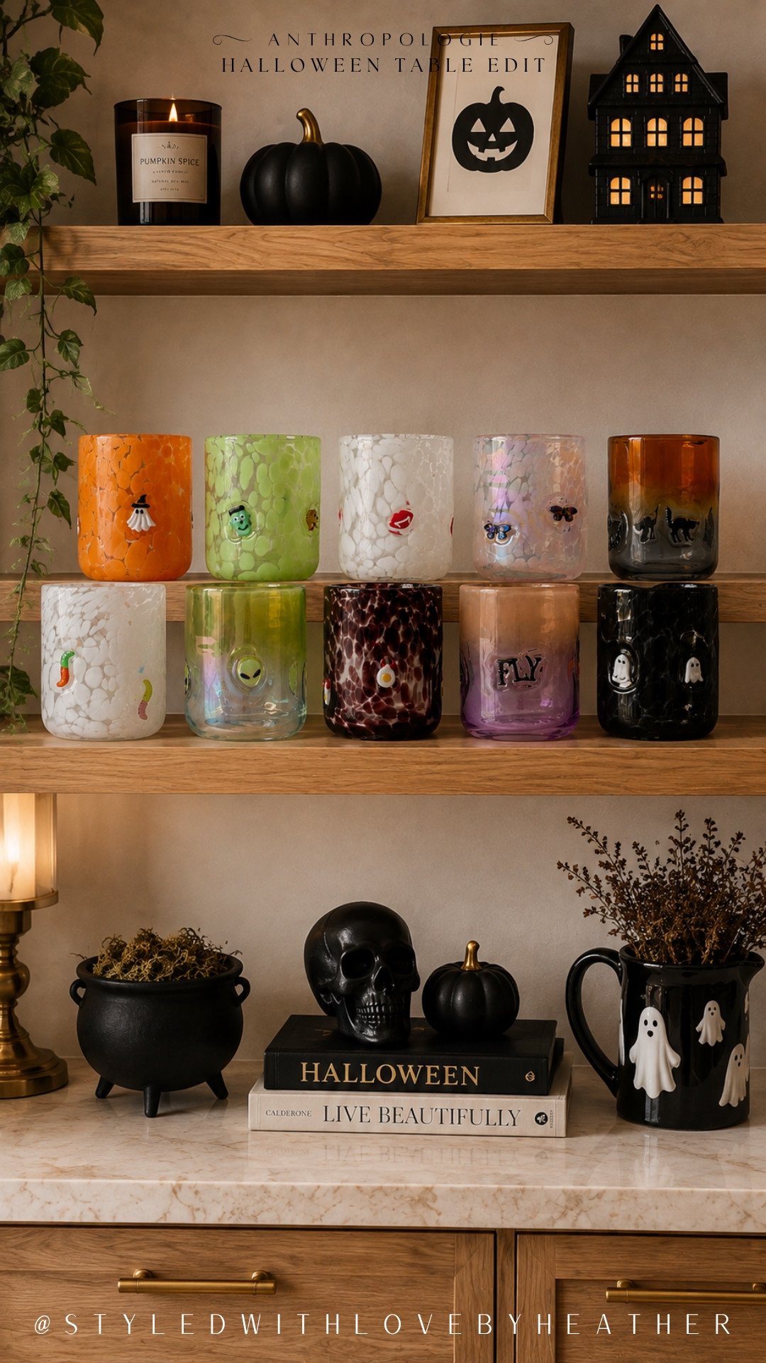 I would absolutely build a Halloween bar cart around these. 👻🍸 The colorful glass with tiny spooky icons gives these Anthropologie glasses such a fun, collected feel, and I love that every design has its own personality. Shop the Halloween glassware edit now—and follow for more elevated seasonal home finds. 

 #LTKdayinmylife #LTKSeasonal #LTKHome