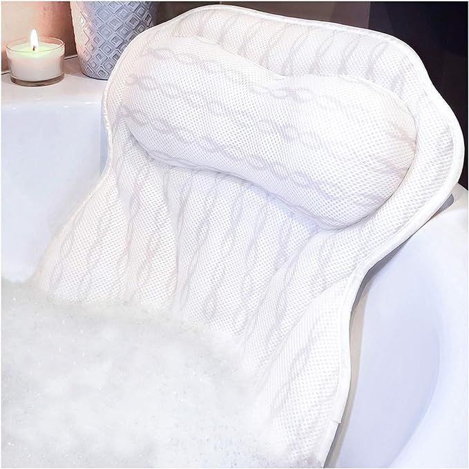 Amazon.com: Luxury Bath Pillow - Relieve Stress and Rejuvenate - With Neck and Head Rest Support ... | Amazon (US)