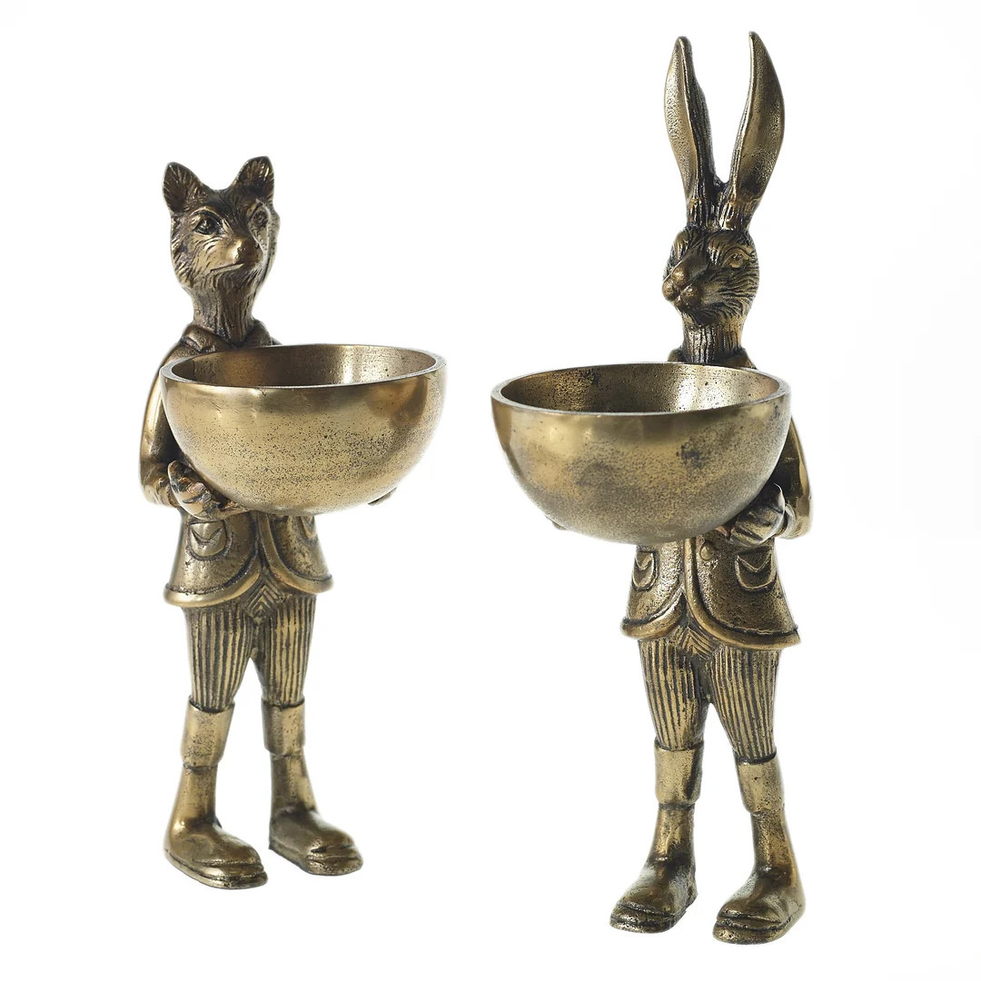 Eric + Eloise Bronzed Aluminum Serving Dish Standing Bookends Collection | Darby Creek Trading