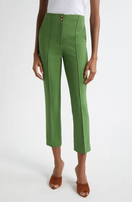 Veronica Beard Kean Clean Waist Pintuck Pleat Crop Pants in Lemongrass at Nordstrom, Size 14 | Nordstrom