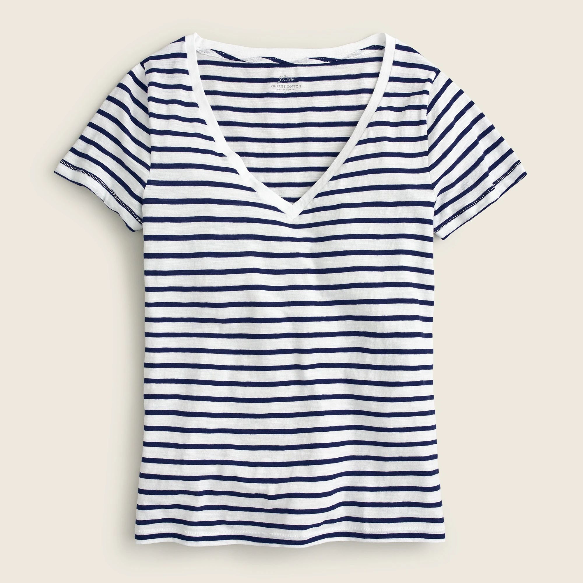 J.Crew: Vintage Cotton V-neck T-shirt In Stripe For Women | J.Crew US