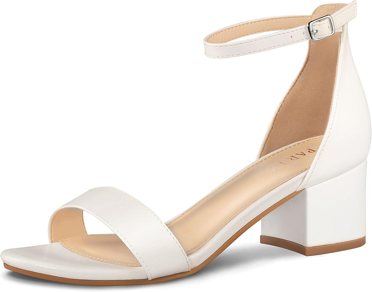 Women's Open Toe Ankle Strap Low Block Chunky Heels Sandals | Amazon (US)