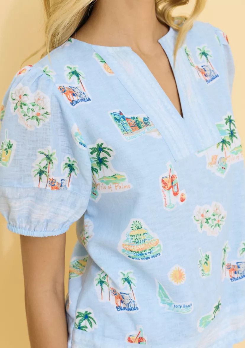 Sewing Down South x Crown & Ivy™ Current Short Sleeve Printed Blouse | Belk