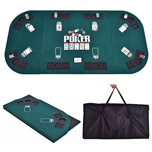 Gaintex Folding Four Fold 8 Player Poker Table Top & Carrying Case Portable Green | Amazon (US)