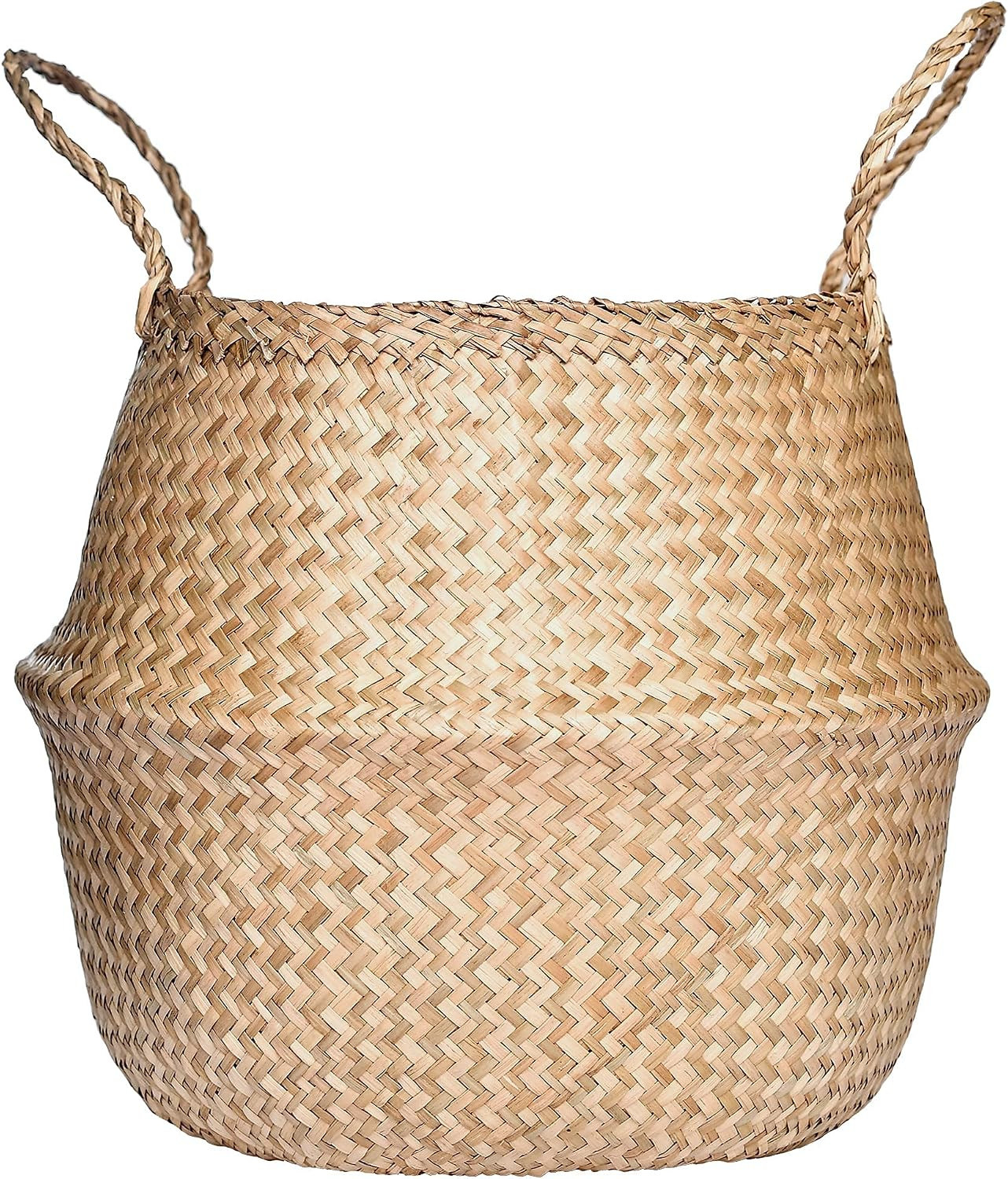 Seagrass Plant Basket - Natural Storage Basket Planter - Laundry, Picnic and Woven Straw Beach Bag - | Amazon (US)