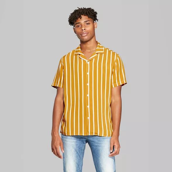 Men's Striped Short Sleeve Button-Down Shirt - Original Use™ Zesty Gold | Target
