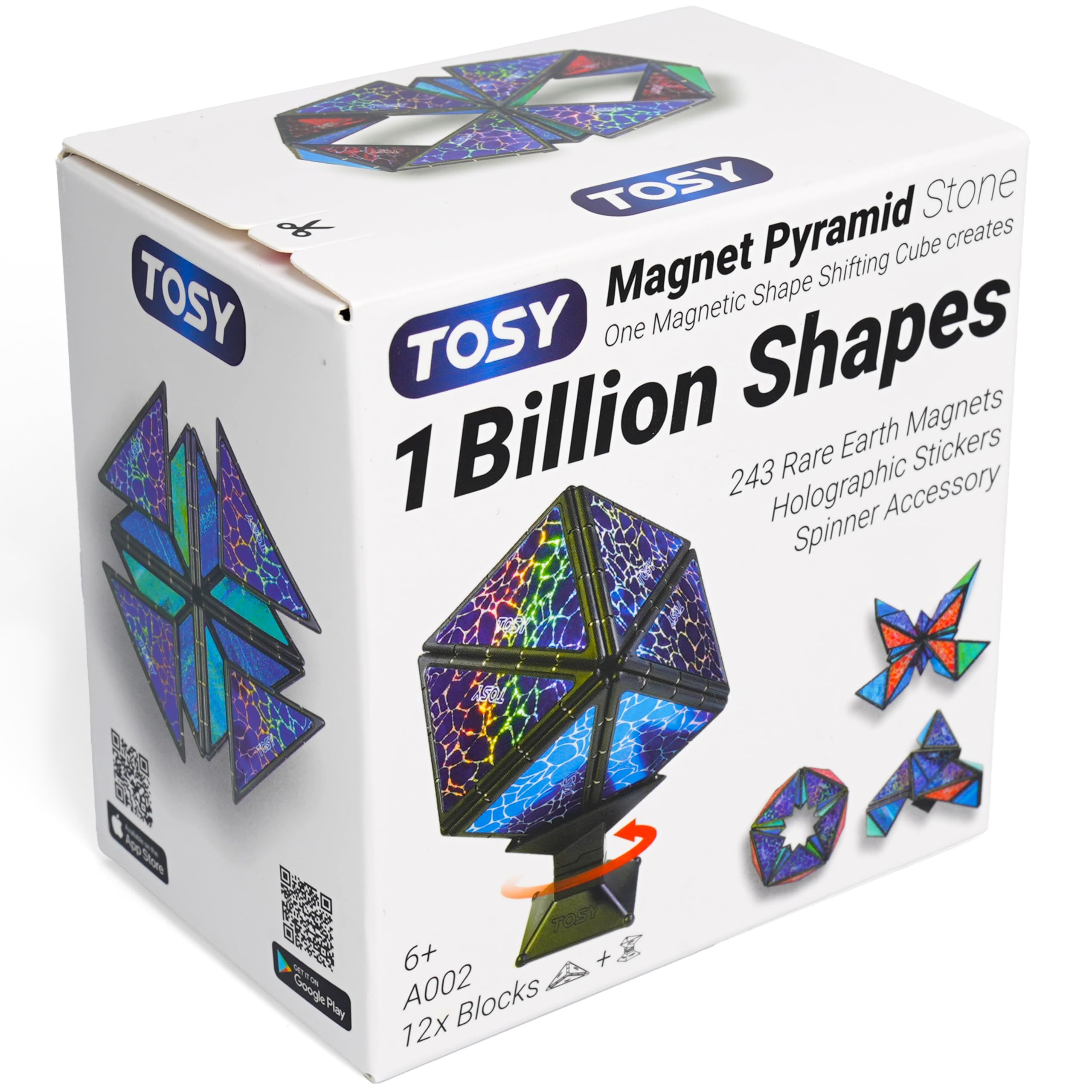 TOSY Magnet Pyramid Stone - 1 Cube Transforms into 1 Billion Shapes, 14 pcs (12 Puzzle pcs and 2 ... | Amazon (US)