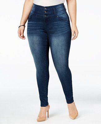 Body Sculpt by Celebrity Pink Trendy Plus Size Free Spirit Medium Wash Skinny Jeans | Macys (US)