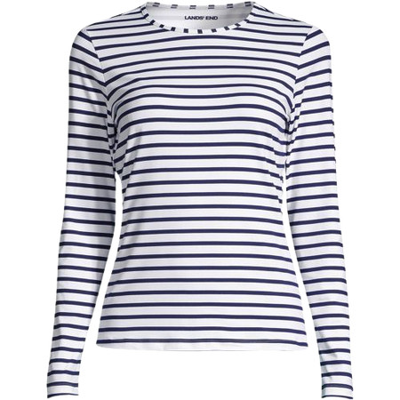 Women's Crew Neck Long Sleeve Rash Guard UPF 50 Swim Tee | Lands' End (US)