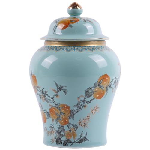 Chinese Ginger Jar with Lid Antique Style,Home Decorative Retro Blue and White Porcelain Flowers Ceramic Covered Jar Vase,Traditional China Ming and Qing Style (Health Jar[Blue]) | Amazon (US)