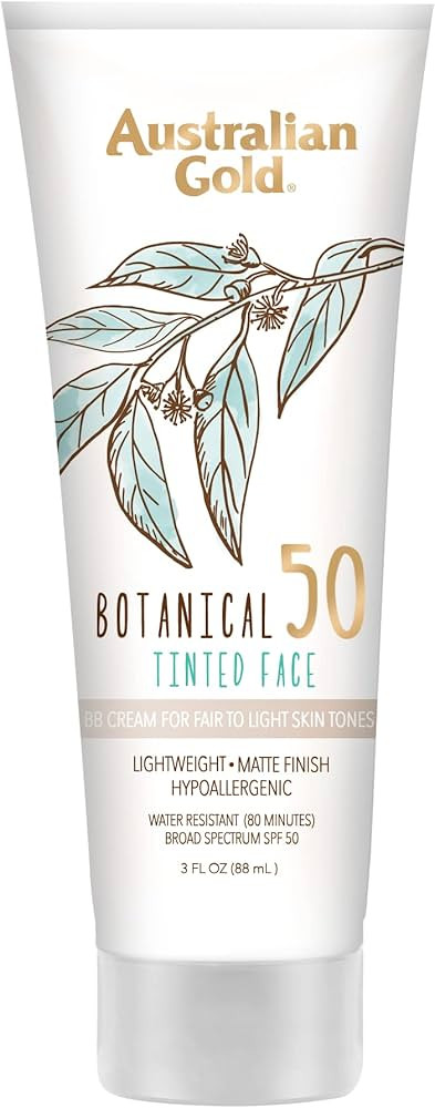 Australian Gold Botanical SPF 50 Tinted Face Sunscreen, Non-Chemical BB Cream, Water-Resistant, M... | Amazon (US)