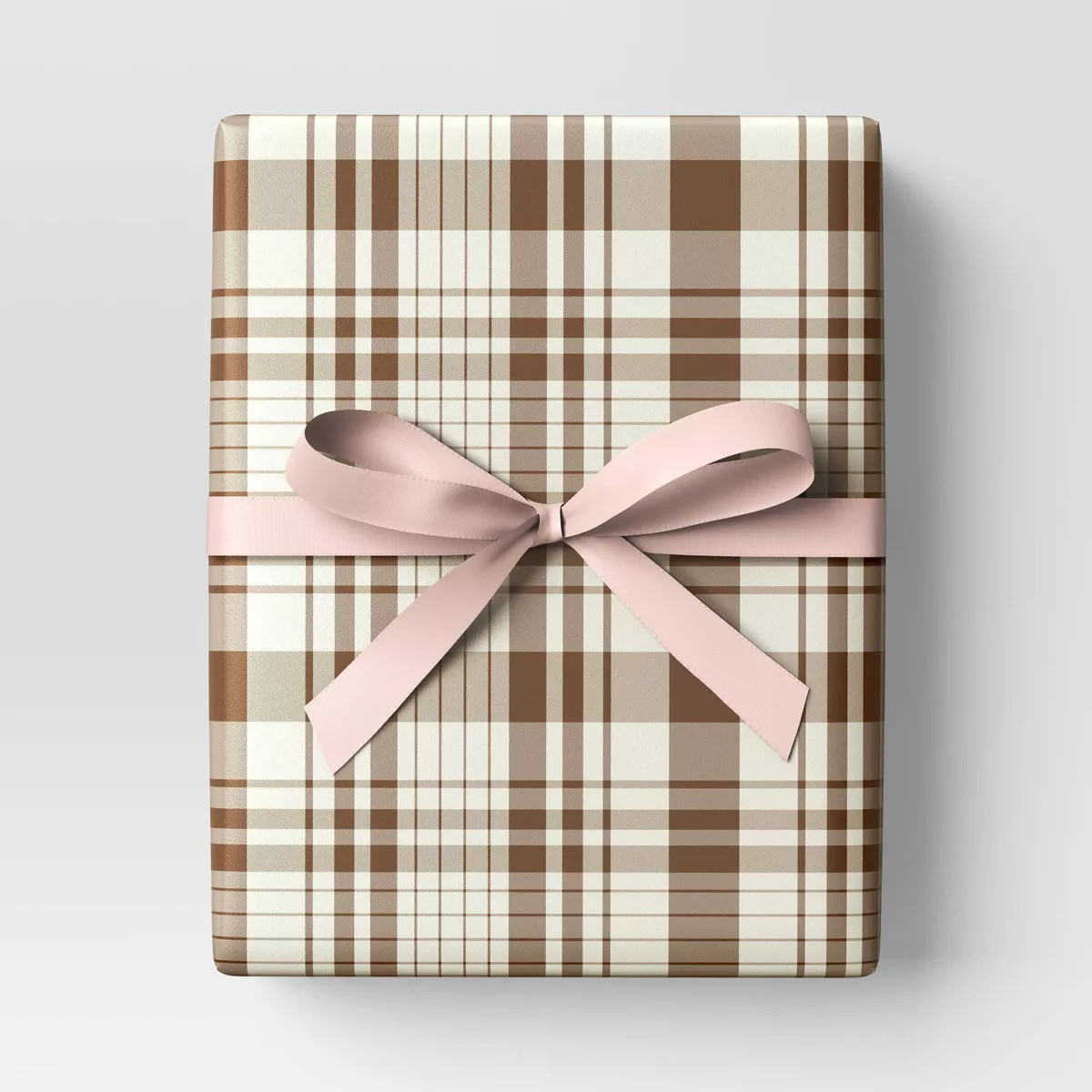 30" 20 sq ft Christmas Roll Wrap Brown/Beige Plaid - Wondershop™ | Target