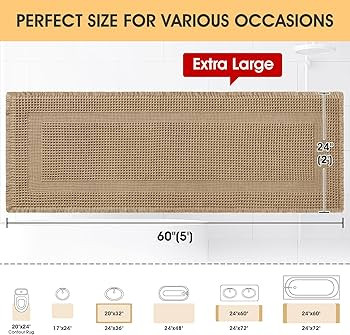 IM HOME Extra Large Waffle Bath Mat, Boho Bathroom Rugs Absorbent Non Slip, Soft Bathroom Mats, M... | Amazon (US)