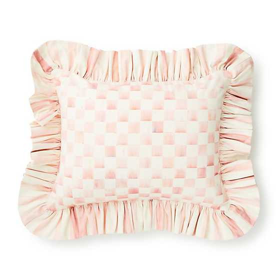 Rosy Check Ruffle Lumbar Throw Pillow | MacKenzie-Childs