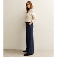Women's Navy Pinstripe Wide Leg Trouser New Look | New Look (UK)