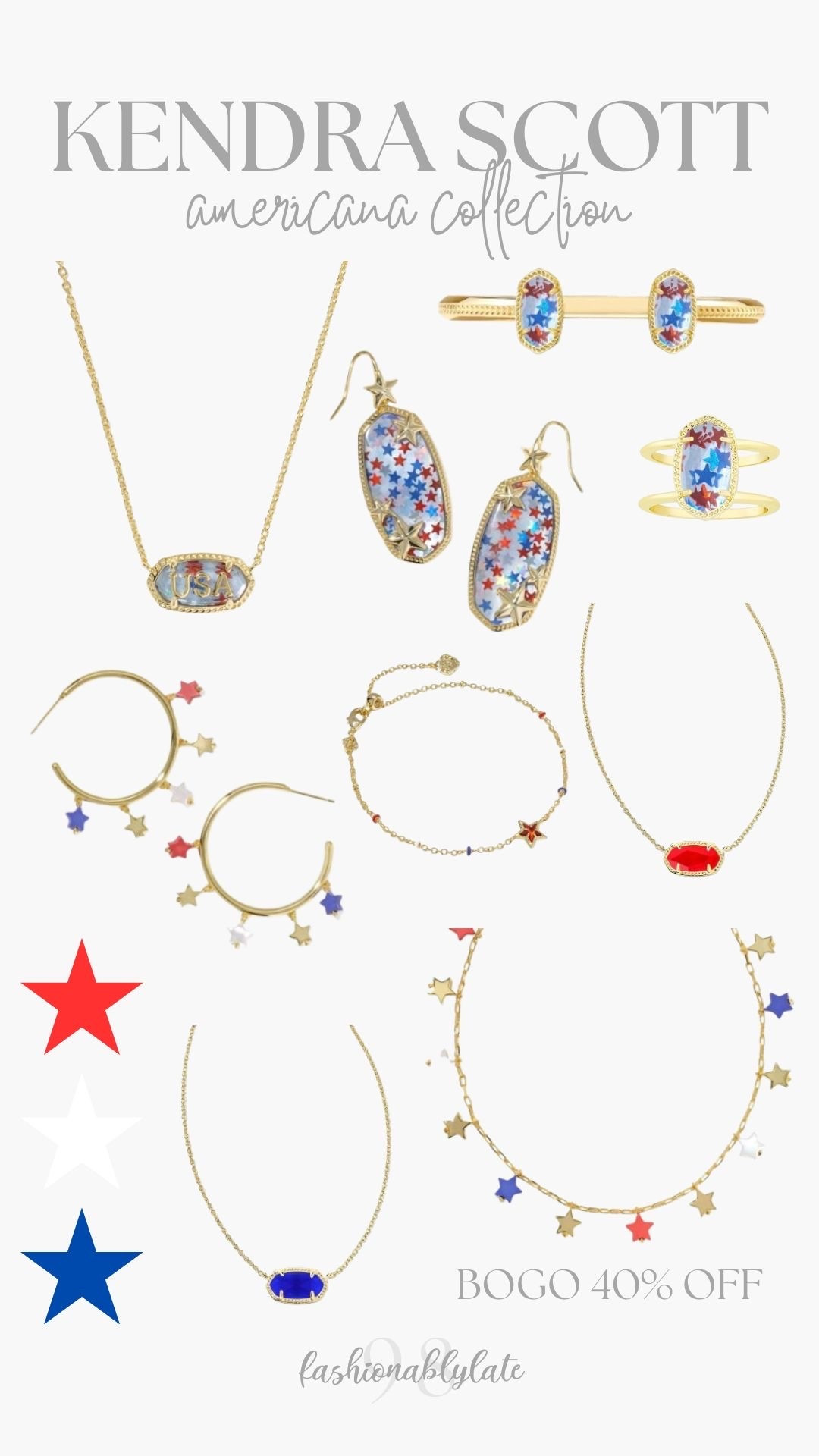 kendra scott americana collection bogo 40% off ends tonight!

#LTKSeasonal #LTKSaleAlert