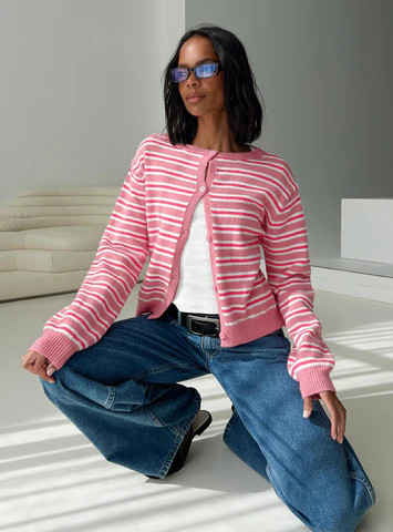 Heavenly Dream Cardigan Pink Stripe | Princess Polly US
