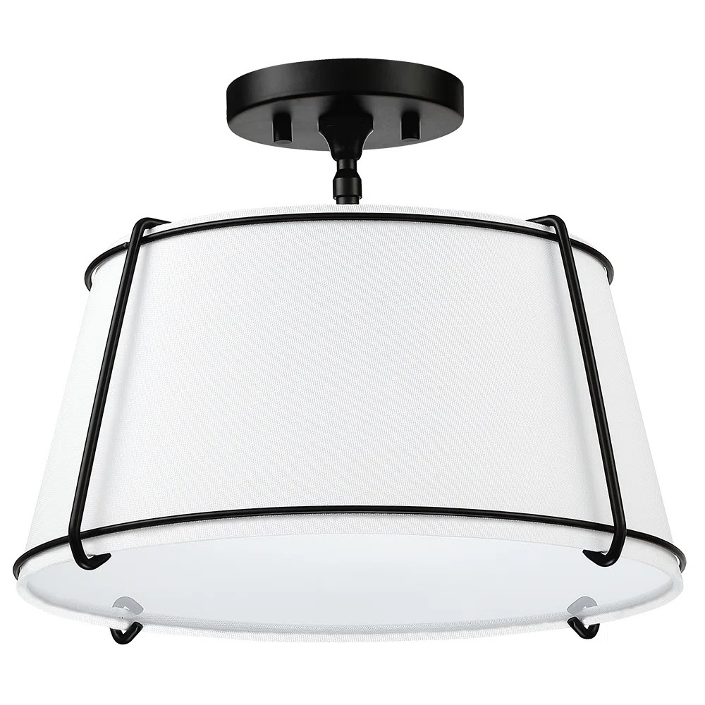 True Fine 2-light 15"w White Fabric Semi Flush Mount & Reviews | Wayfair | Wayfair North America