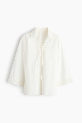 H & M - Cotton Pullover Shirt with Eyelet Embroidery - White | H&M (US + CA)