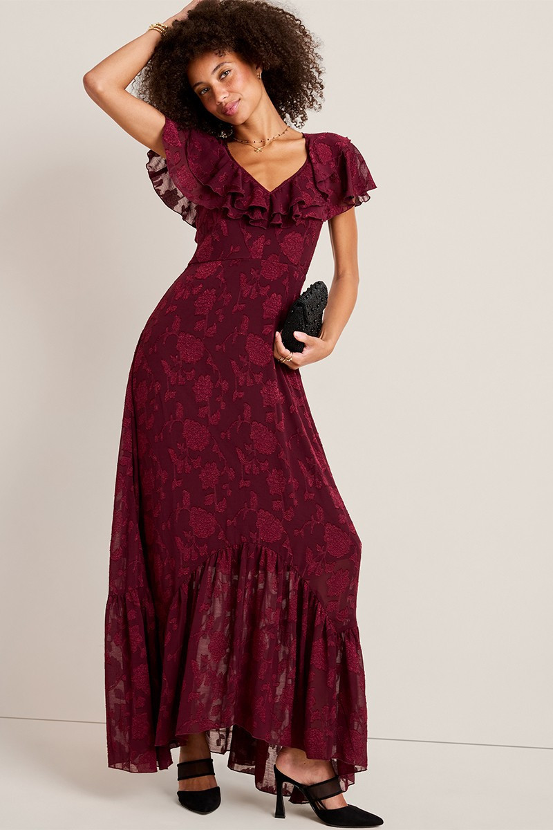 Mindy Floral Jacquard Maxi Dress | Francesca's