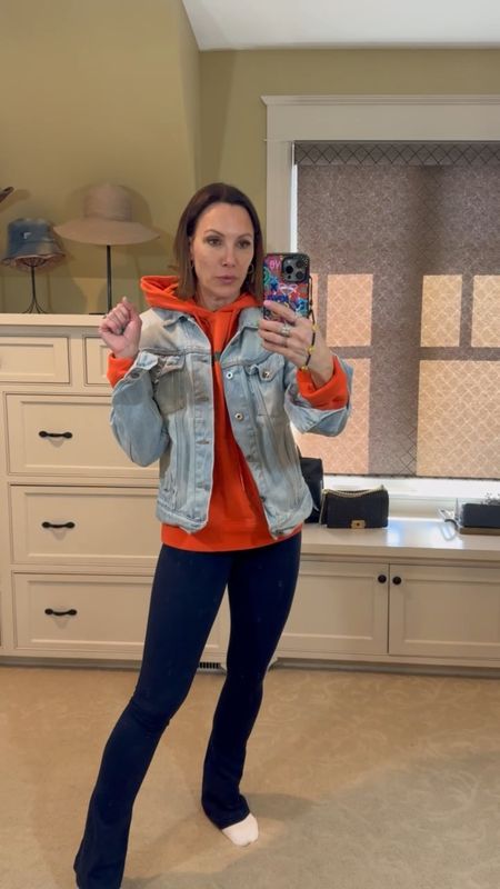 Need some casual, comfy and stylish outfits because you’re a busy mom on the go? I’ve got you! I love pairing a cozy sweatshirt with an oversized jean jacket and leggings. Breaking out all the spring colors this week! Jacket is men’s size small. Leggings size 4. 

#LTKtravel #LTKVideo #LTKover40