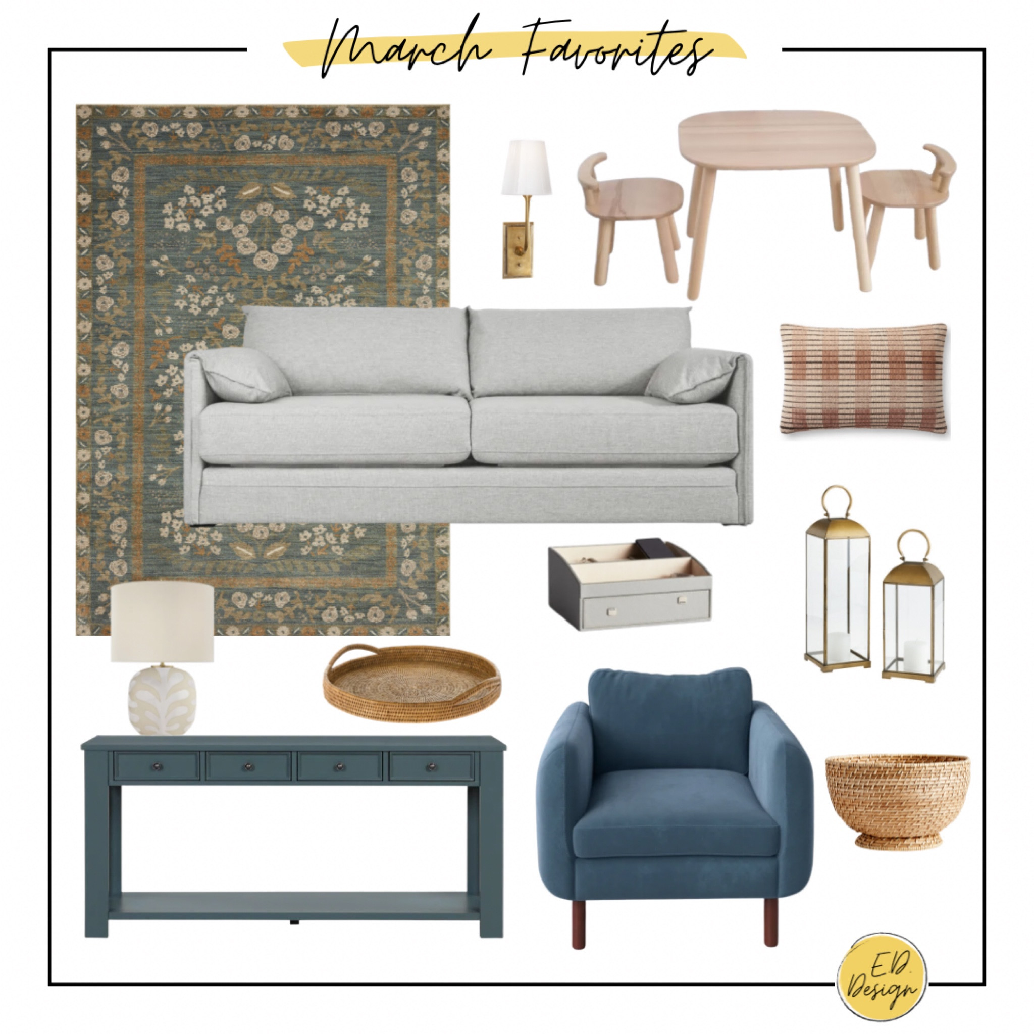 March favorites, designer picks, interior design, top home picks, home decor, table lamp, sleeper sofa, blue velvet chair, riffle paper, kids table, brass lantern, charging station, rattan 

#LTKFind #LTKhome #LTKSeasonal