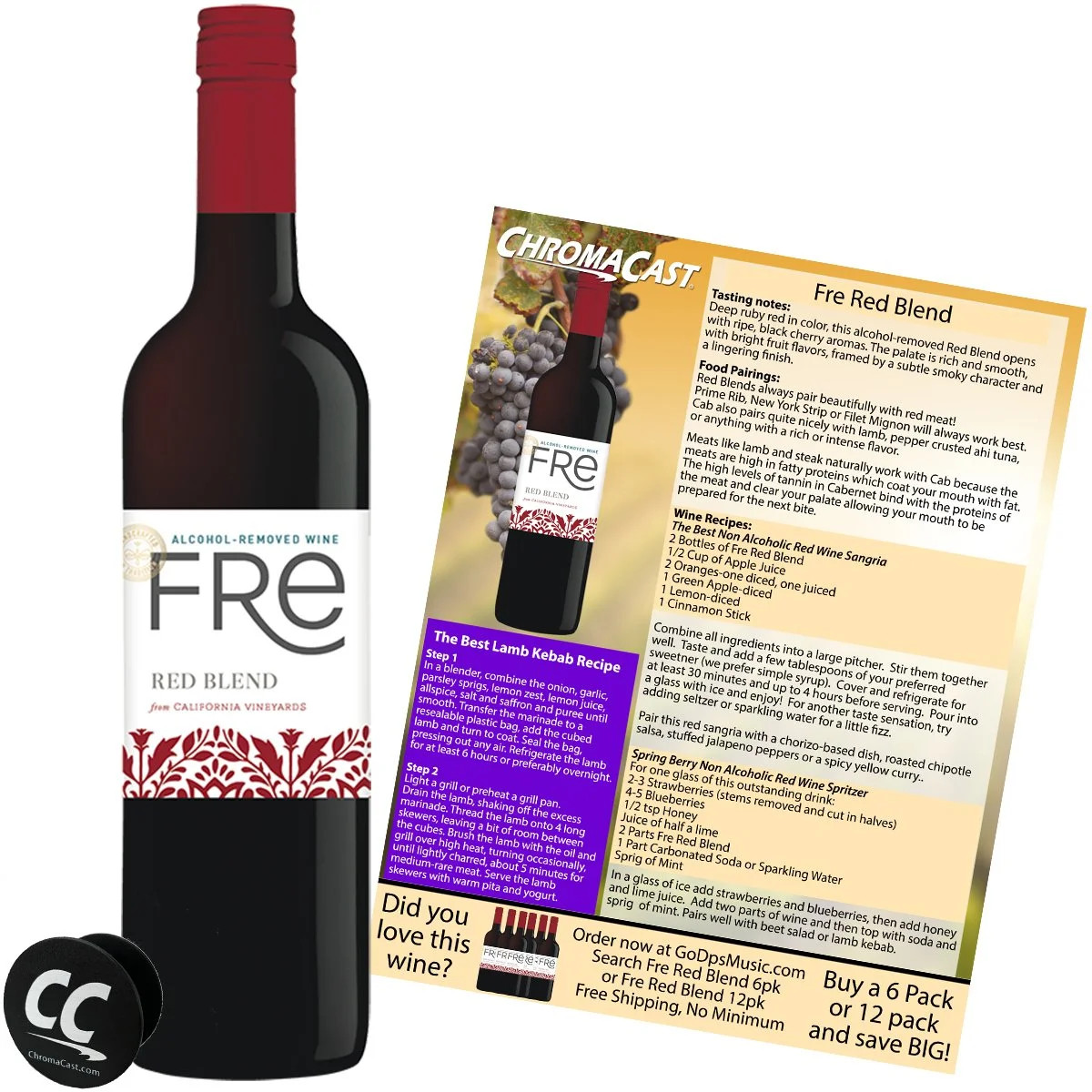 Sutter Home Fre Red Blend Non-Alcoholic Red Wine Experience Bundle with Chromacast Pop Socket, Se... | Walmart (US)