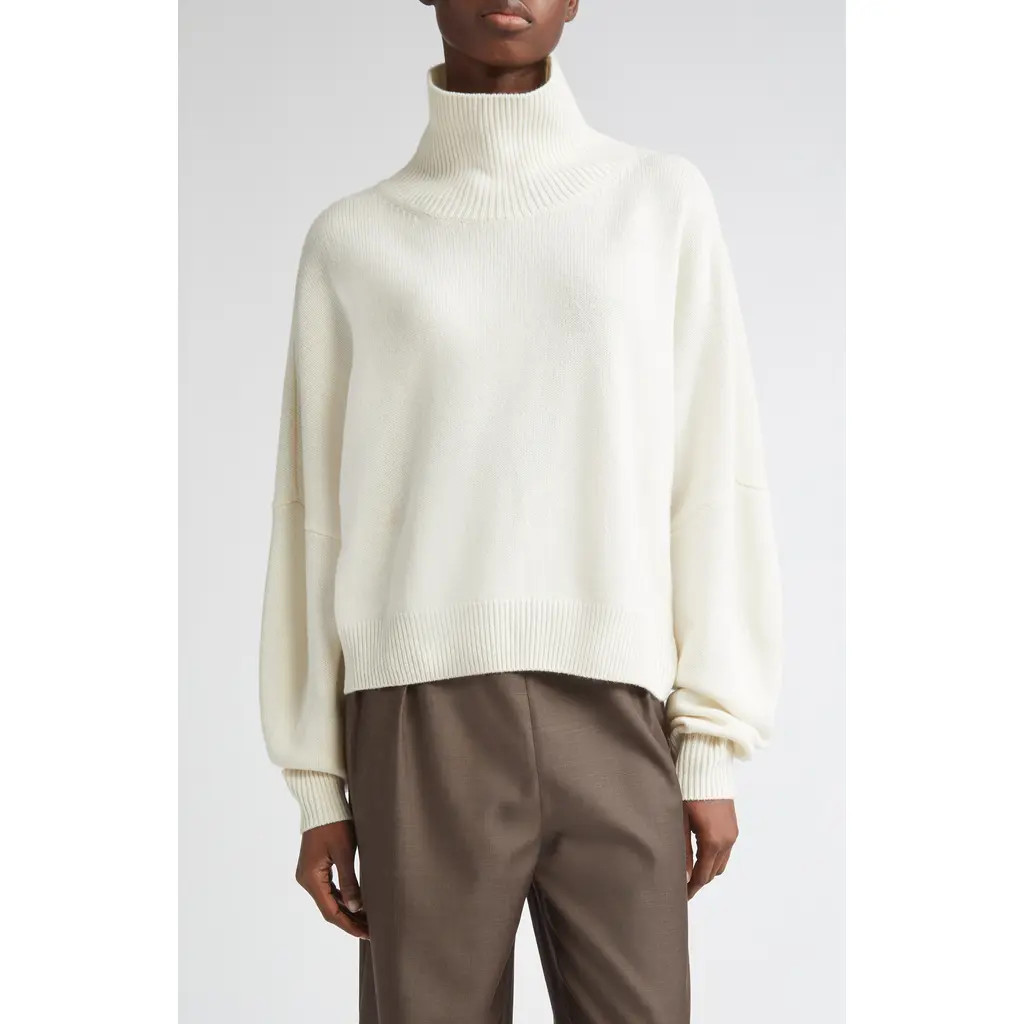 LOULOU DE SAISON Luke Stand Collar Wool & Cashmere Sweater in Ivory at Nordstrom, Size Medium | Nordstrom