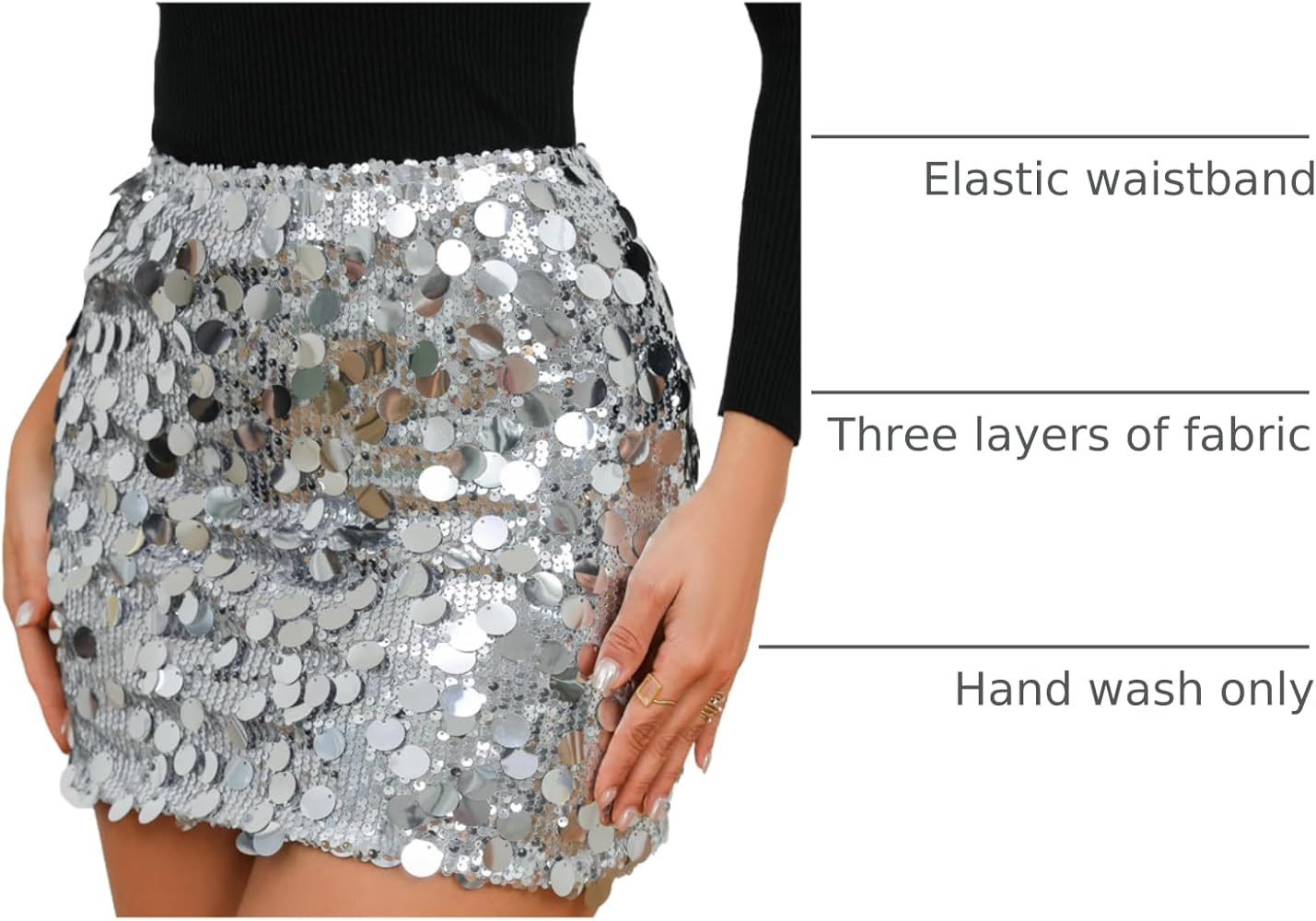 GUANYY Sequin Skirt for Women-Stretchy Bodycon Night Out Party Shine Sparkly Mini Skirts | Amazon (US)