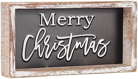 Christmas Tiered Tray Decor, Merry Christmas Block Sign for Shelf, Mantel, Farmhouse Rustic Chris... | Amazon (US)