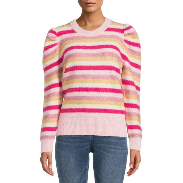 Time and Tru Women's Puff Sleeve Sweater, Midweight - Walmart.com | Walmart (US)