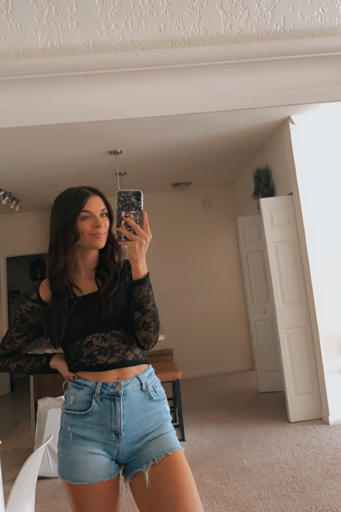 Black lace top - SHEIN
High rise jean shorts- online botique, but linked similar 

SHEIN, going out tops, denim, jean shorts, denim, high-rise denim, high-rise shorts, H&M, Nordstrom, women’s fashion, affordable fashion. 

#LTKFindsUnder50 #LTKStyleTip