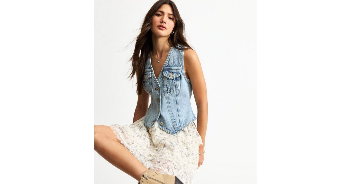 Blue Denim Buttoned Waistcoat | New Look | New Look (UK)