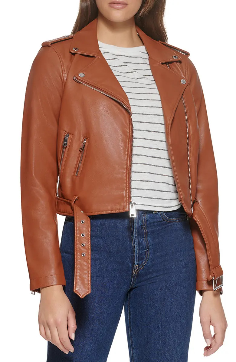 Faux Leather Fashion Belted Moto Jacket | Nordstrom Rack