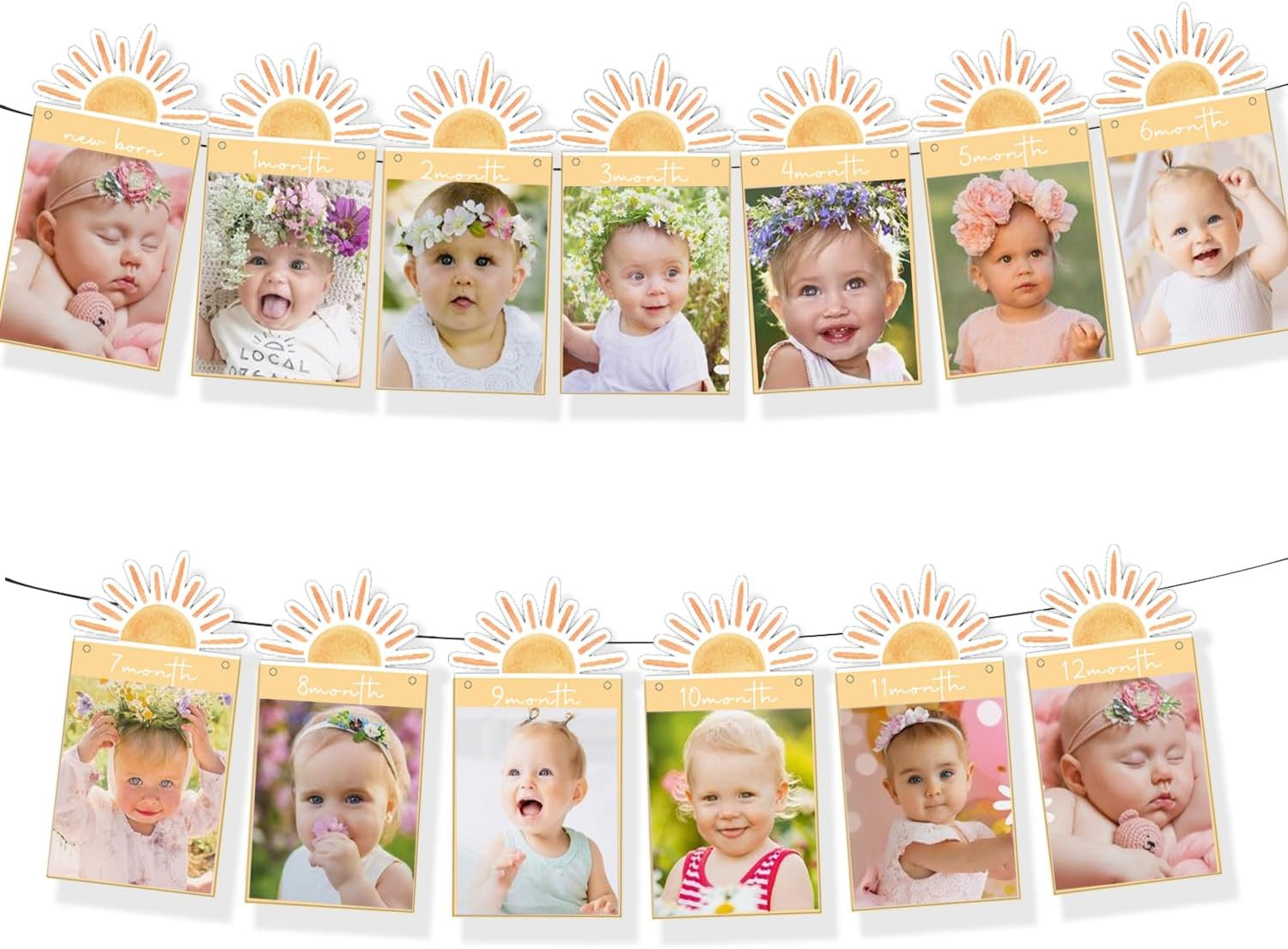 First Trip Around the Sun Birthday 12 Month Photo Banner Boho Sun 1st Birthday Decorations Party ... | Amazon (US)