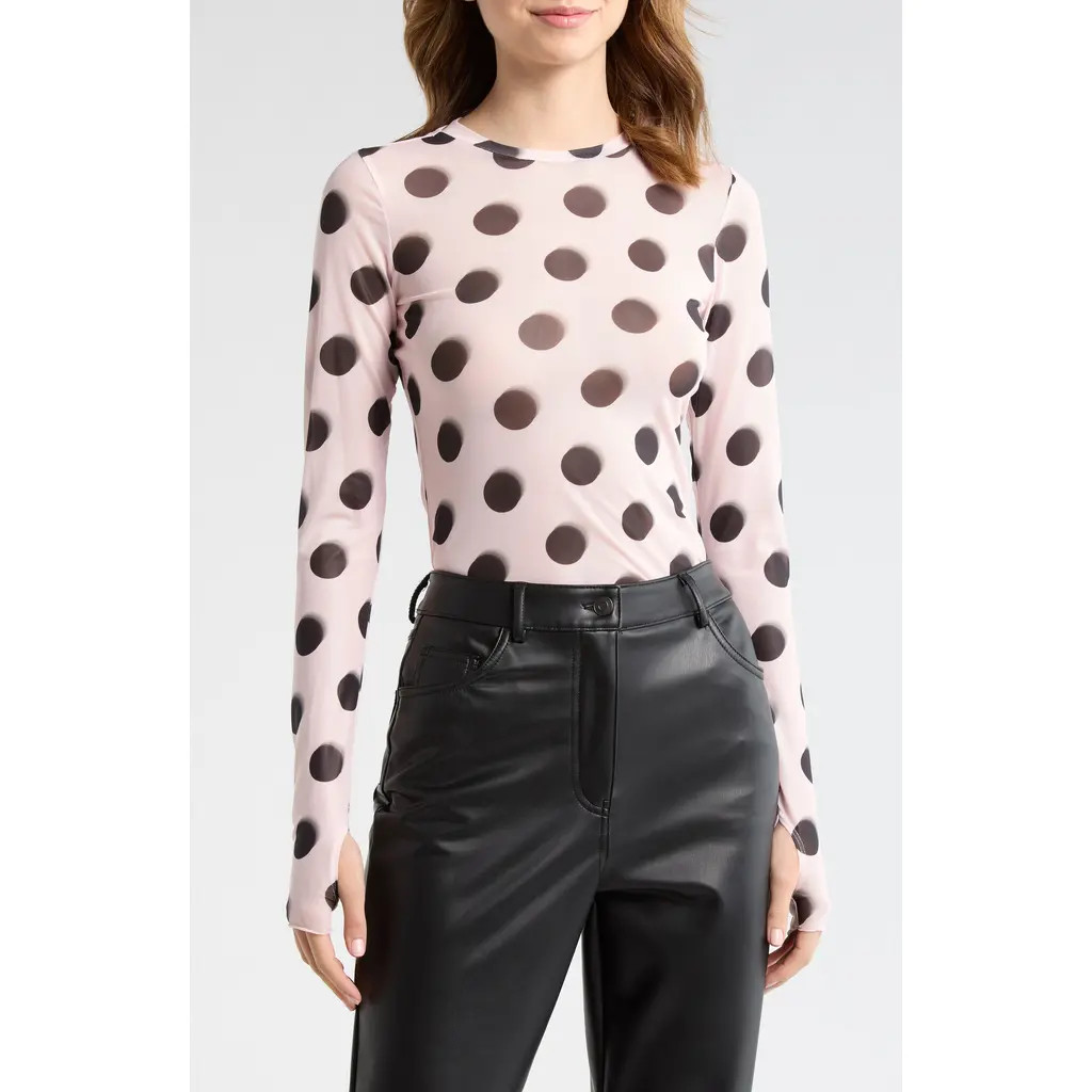 AFRM Kaylee Floral Mesh Top in Rose Blur Dot at Nordstrom, Size Medium | Nordstrom