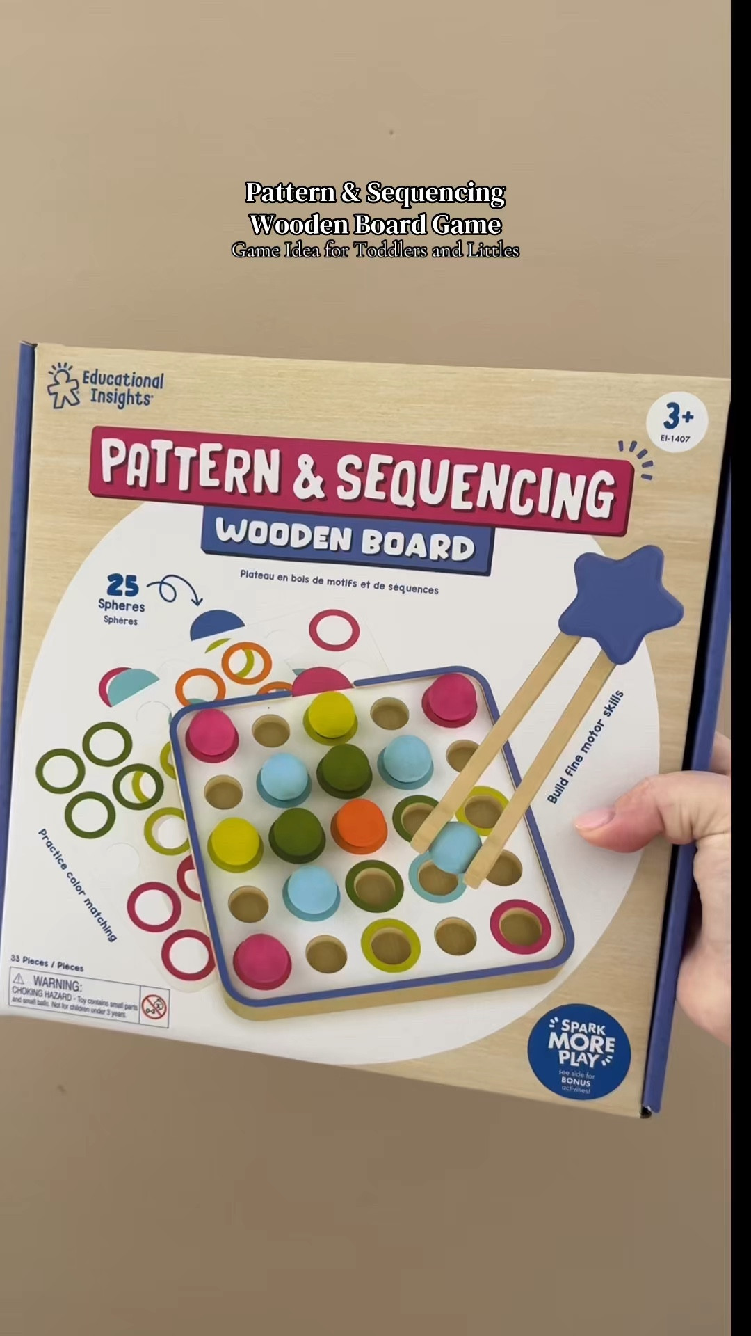 🧩 Pattern & Sequencing Fun!

This Pattern & Sequencing Wooden Board by Educational Insights is such a game-changer for little learners! It’s perfect for helping toddlers and preschoolers:
✨ Develop critical thinking and problem-solving skills
✨ Strengthen fine motor skills
✨ Learn patterns, sequencing, and early math concepts

I love how it keeps my little one engaged while sneaking in so much learning. Perfect for independent play or a fun parent-child activity!

💡 Tip: Great for introducing colors, shapes, and counting in a hands-on way.

#LTKBaby #LTKmomlife #LTKKids