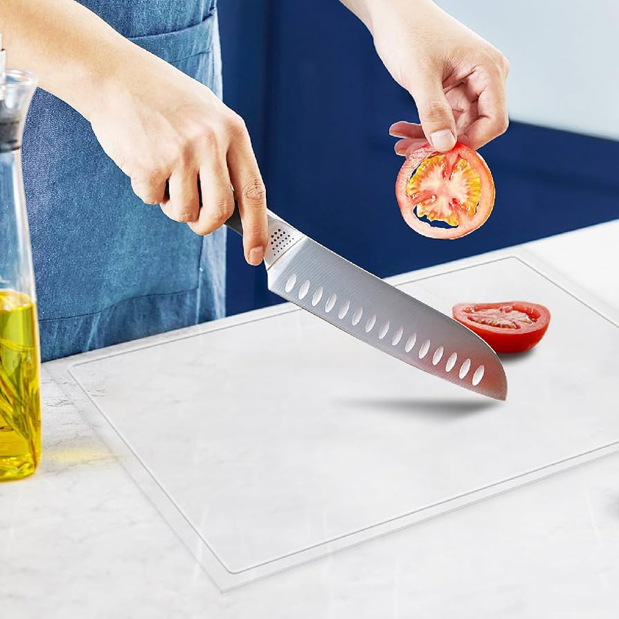 Acrylic Cutting Board with Juice Groove, Clear Cutting Board with Counter Lip, Cutting Boards for... | Amazon (US)